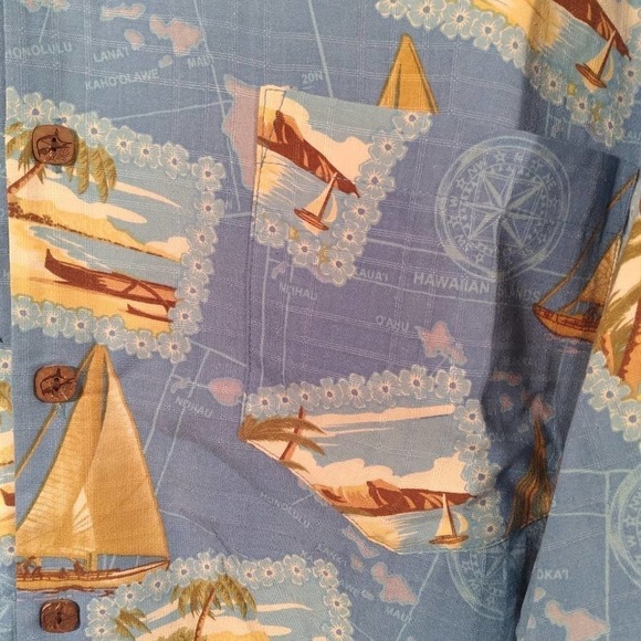 Bermuda Bay Silk Sailboat Beach Button Shirt XL - Picture 2 of 11